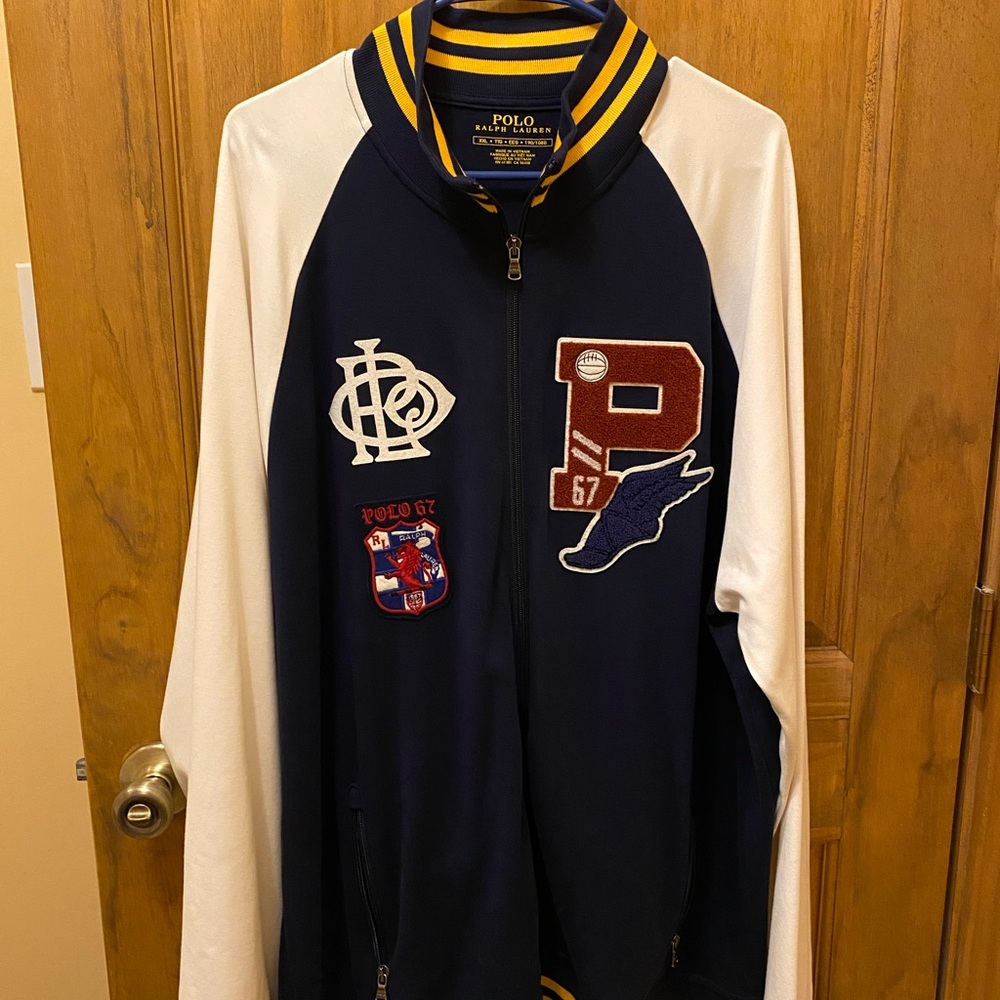 Polo Ralph Lauren P-Wing 67 Crest Dragon Men's XXL Blue/White Jacket Varsity 2XL